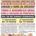 Informativo FENABOR convocando os(as) trabalhadores(as) do Setor de Artefatos de Borracha para Assembleia de votação da proposta do novo Acordo Coletivo